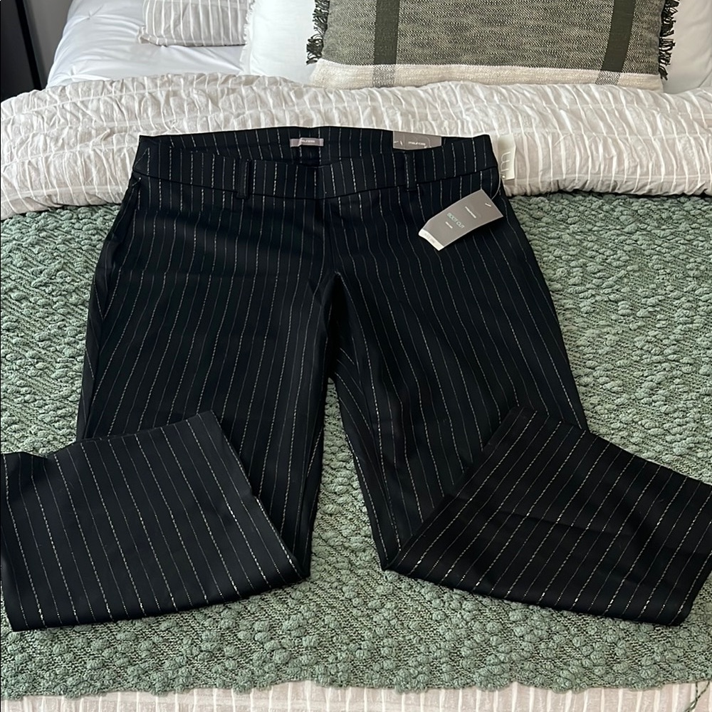 Maurices Black and White Flare Pinstripe Pants